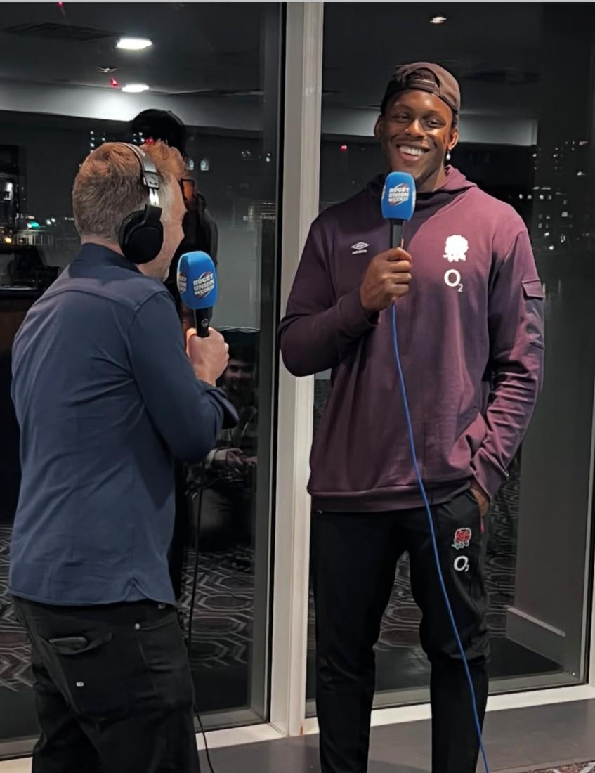 Chris interviewing the England captain before a match